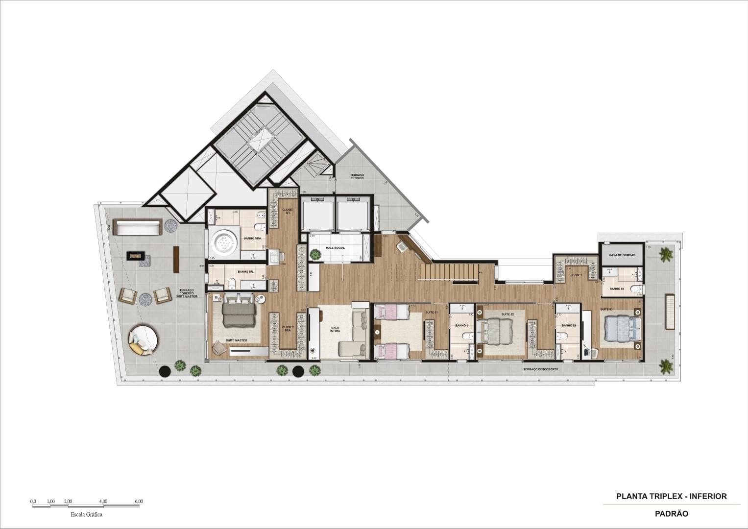 Planta Baixa Triplex Inferior 561m²