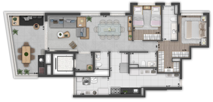 Planta 100m² Opção R5