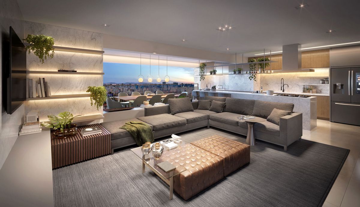 Living da Planta Opção 3 (Decorado) de 149m²