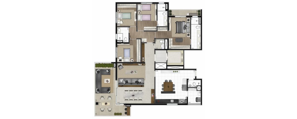 Planta tipo 183 m²- Padrão