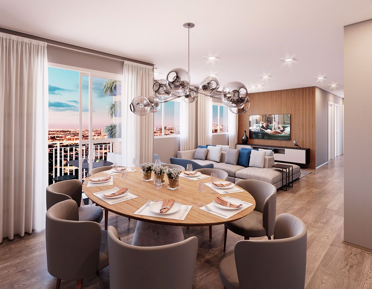 Ilustração Artística do Living de 92m²