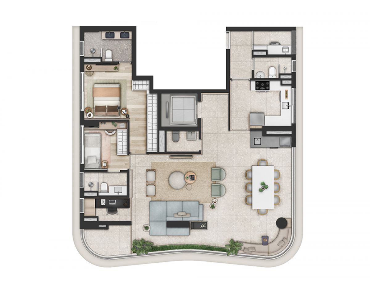 Planta Opção Apto de 125m²