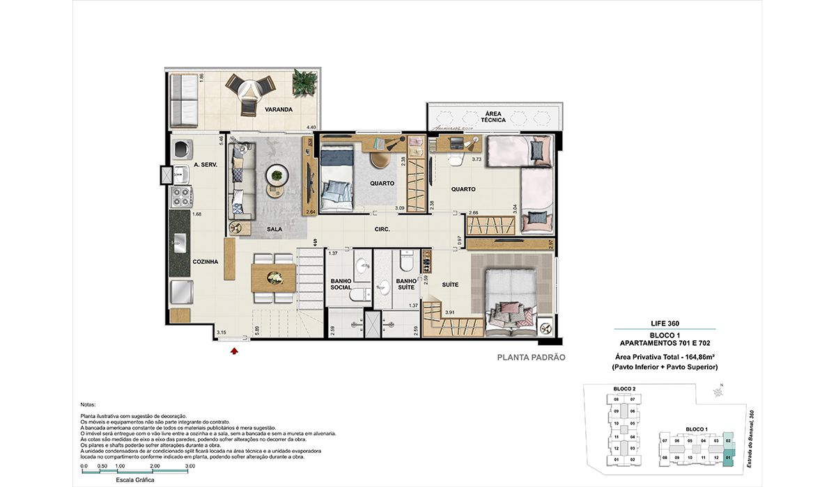 Cobertura (colunas 1 e 2)- pavimento inferior -  BLOCO 1