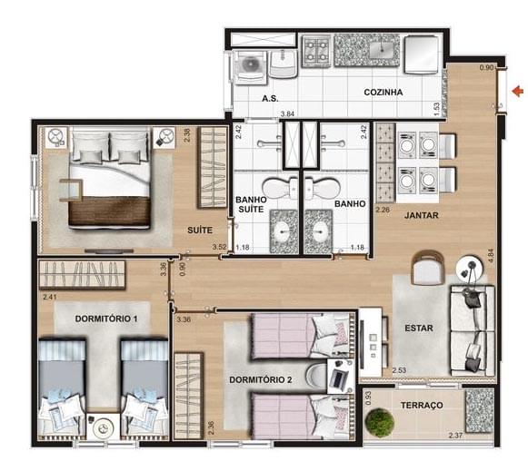Planta Baixa 61m²