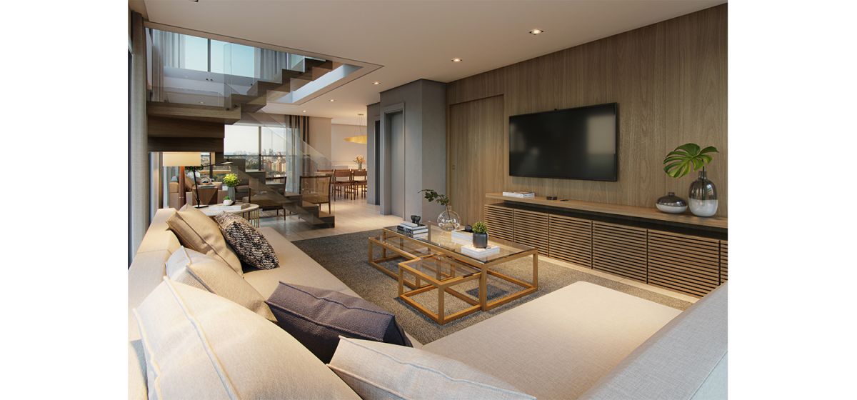 Ilustração Artística do Living da Coberta de 281m²