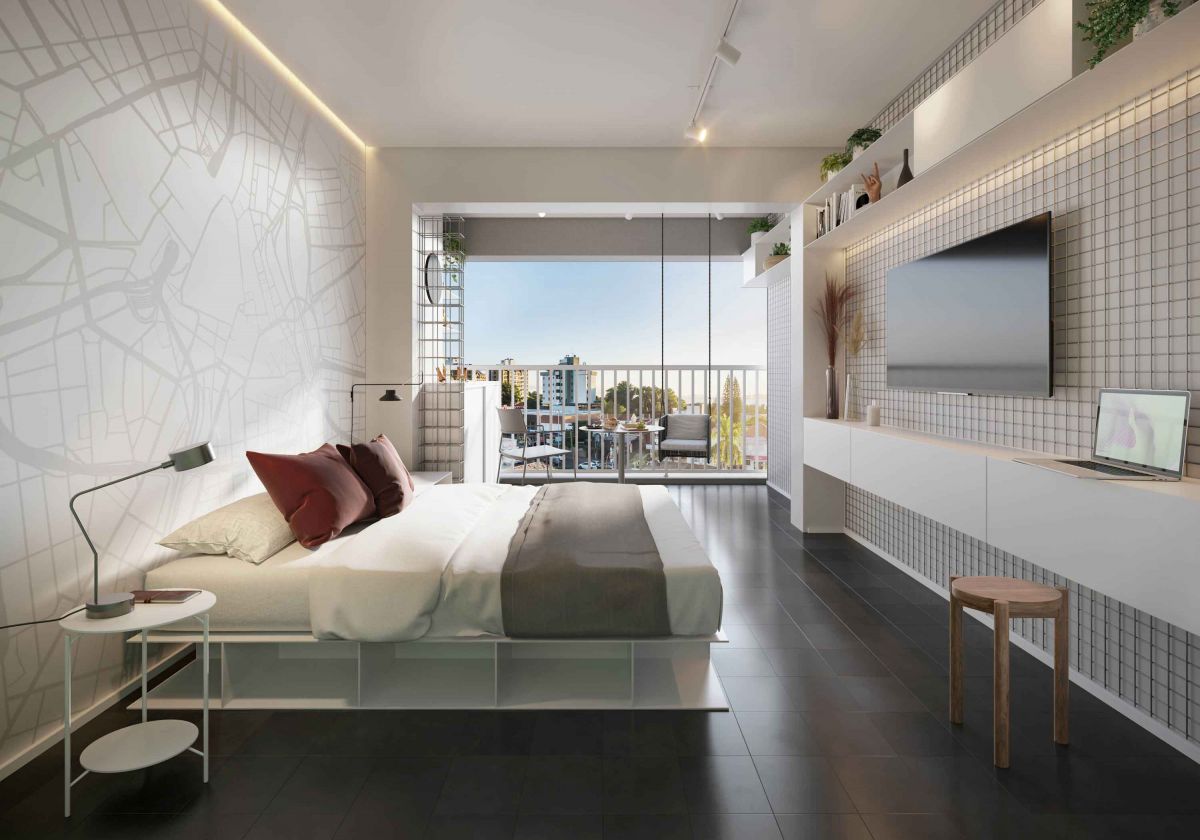 Ilustração Artística do Studio Tipo 2 - Decorado