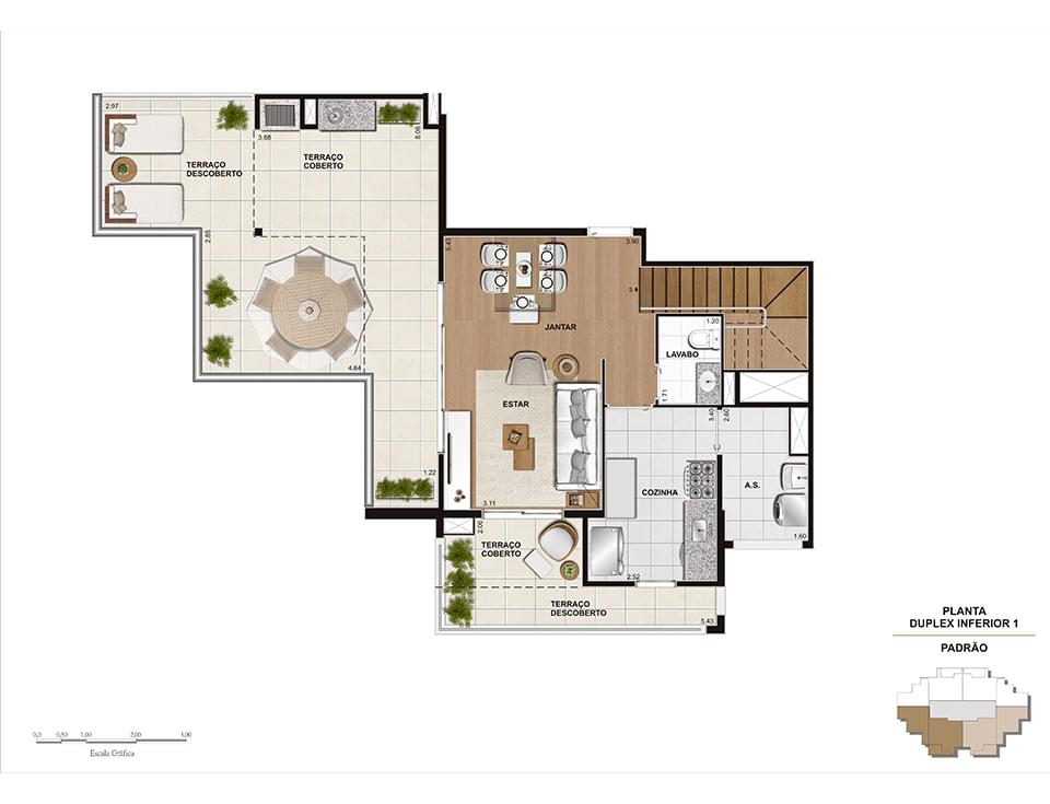 Planta Baixa Duplex 144m² inferior