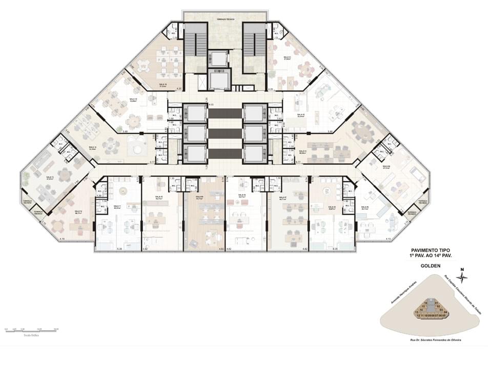 Planta Baixa 1° ao 14° Pavimento
