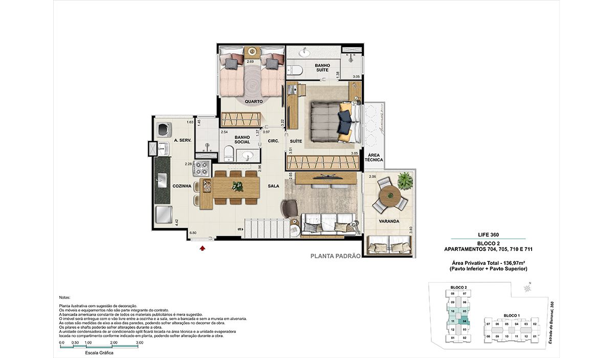 Cobertura (colunas 4, 5, 10 e 11)- pavimento inferior - BLOCO 2
