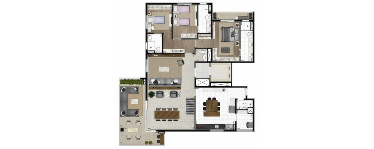 Planta tipo coberta 310m² - Pav Inferior - Padrão