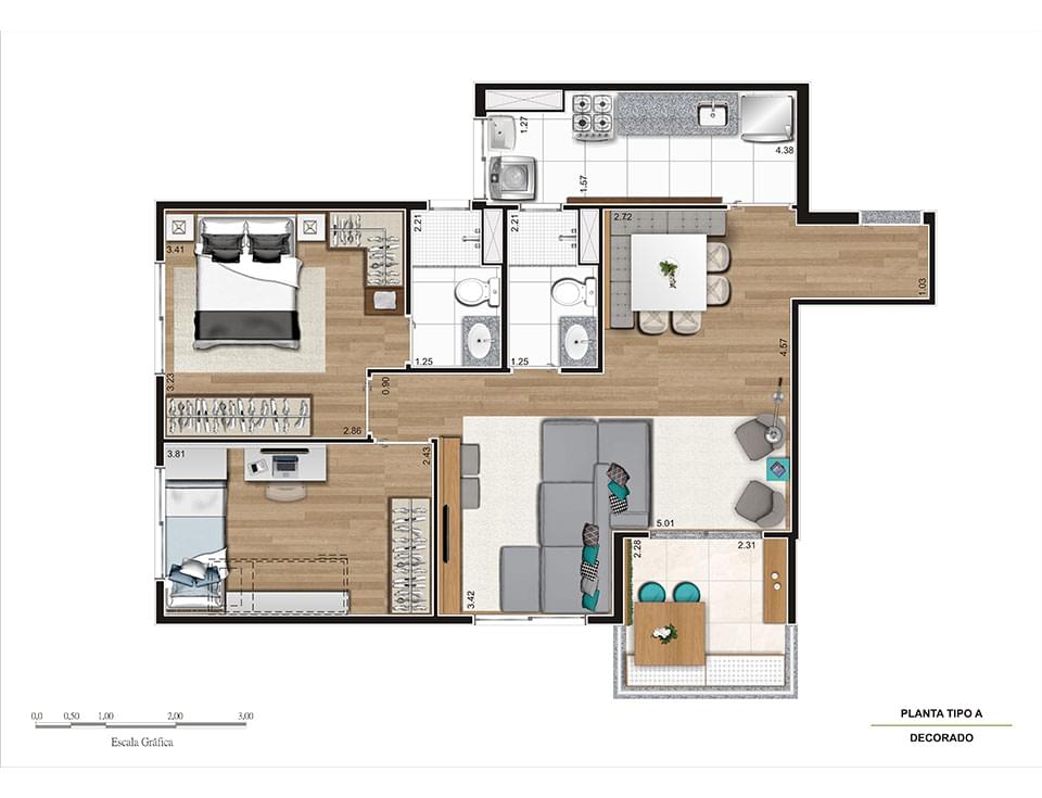 Planta Baixa 68m²