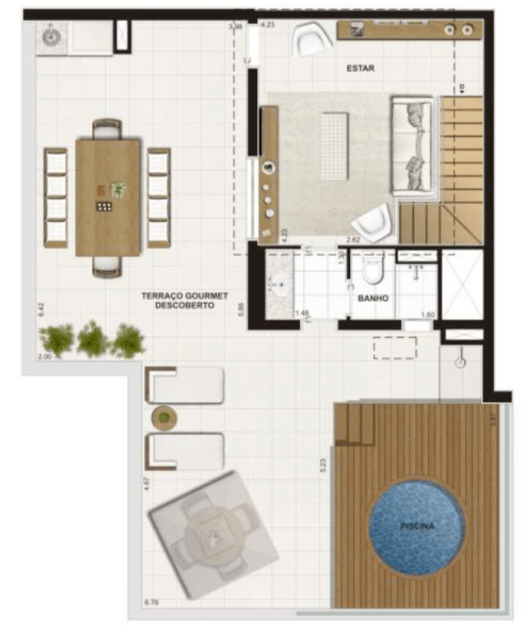PLANTA DEPENDÊNCIA– 184,83m2 - 3 Suítes