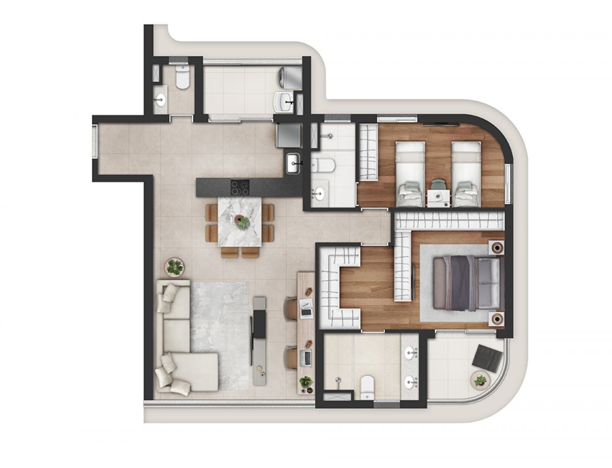 Planta de Opção Aptos de 96m²