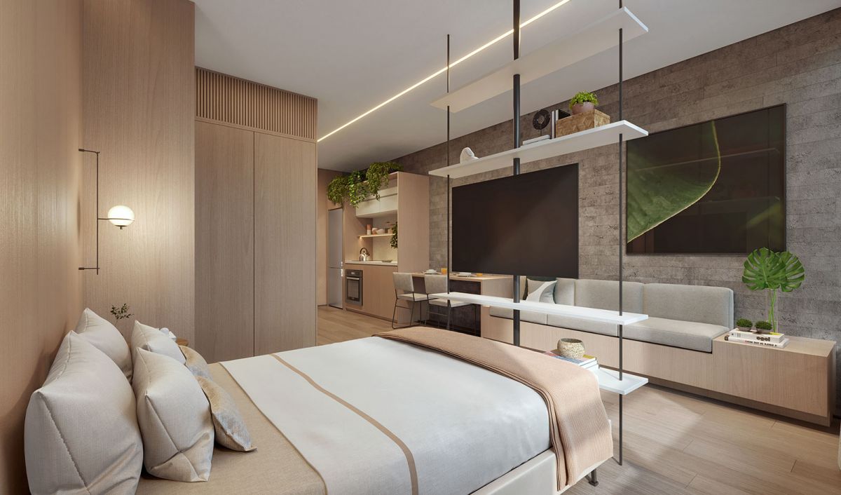 Concepção artística do studio de 24m²