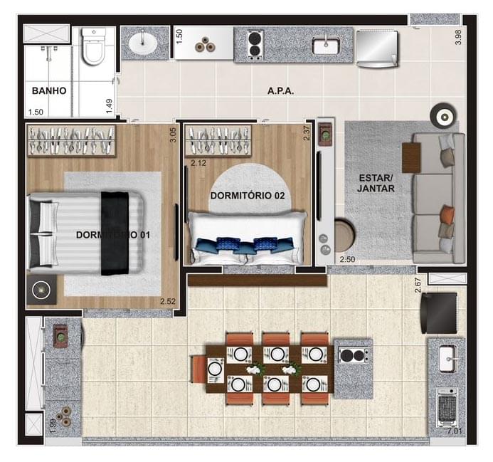 Planta Baixa 53m²