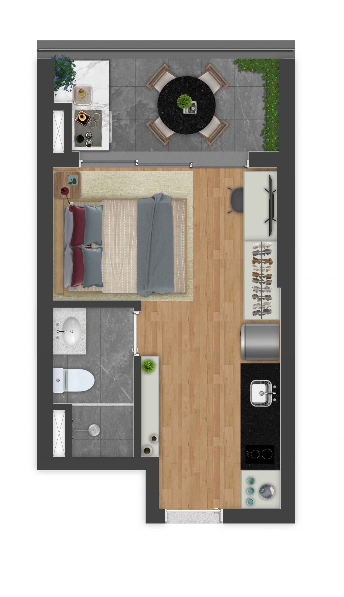 Ilustração Artística da Planta Tipo Studio