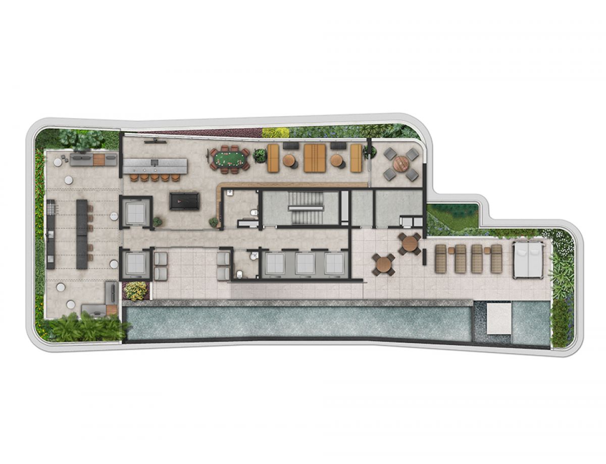 Concepção Artística da Implantação do Lazer no Rooftop da Torre Paris