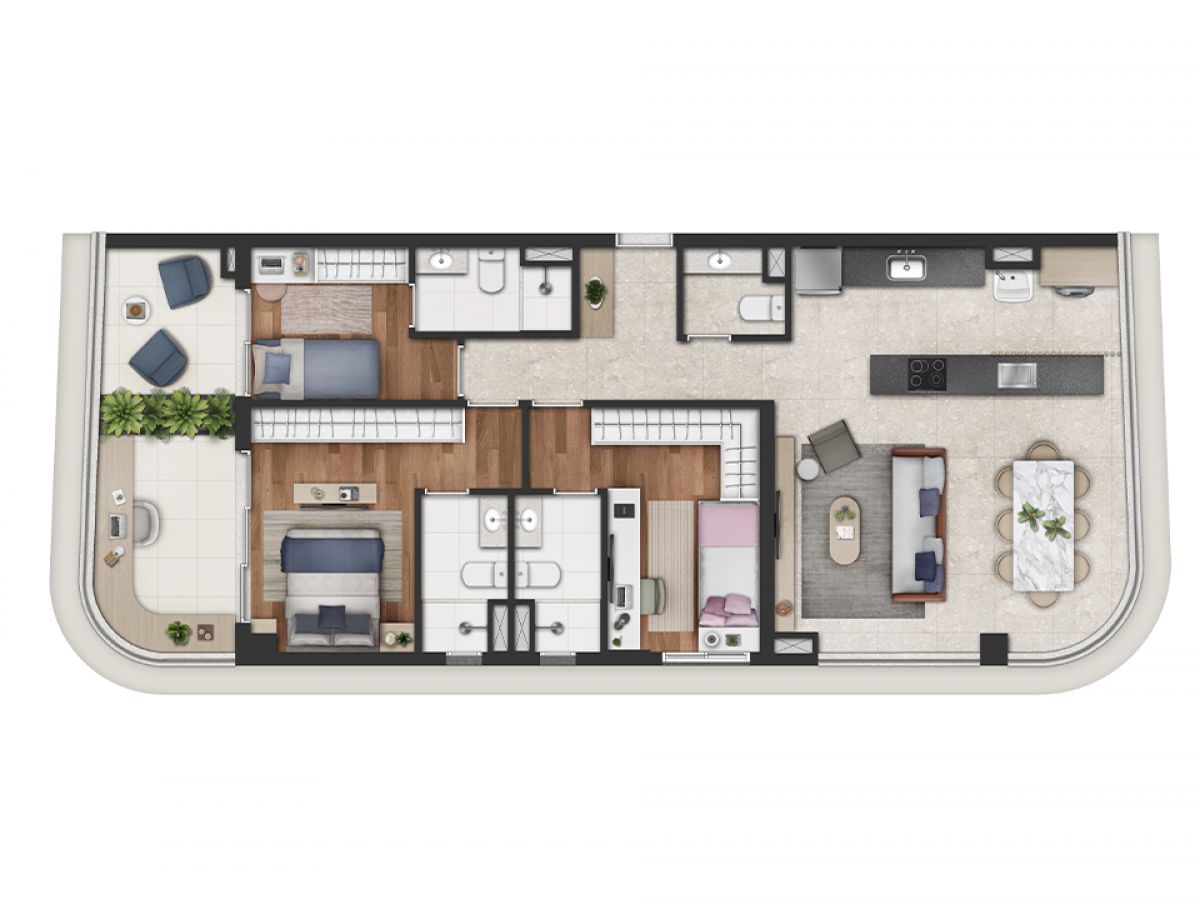 Planta de Opção Apto de 105m²