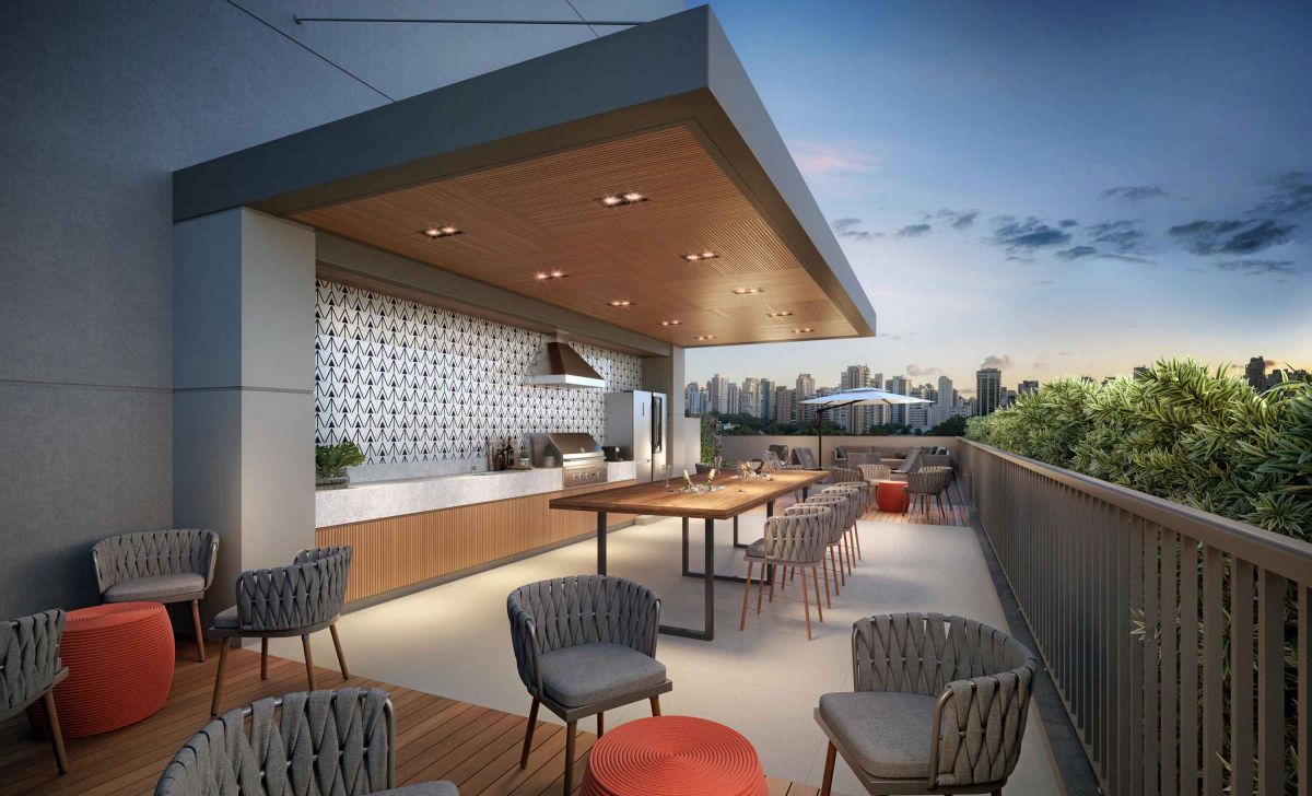 Ilustração Artística do BBQ e Bar Noturno