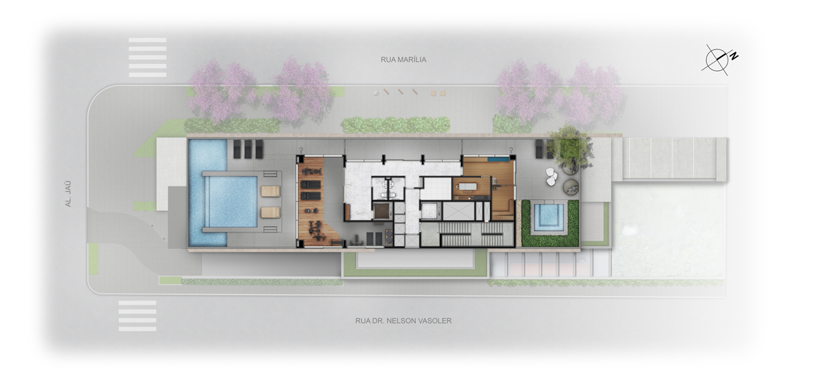 Ilustração Artística da Implantação do Lazer  Elevado - 8º Pavimento