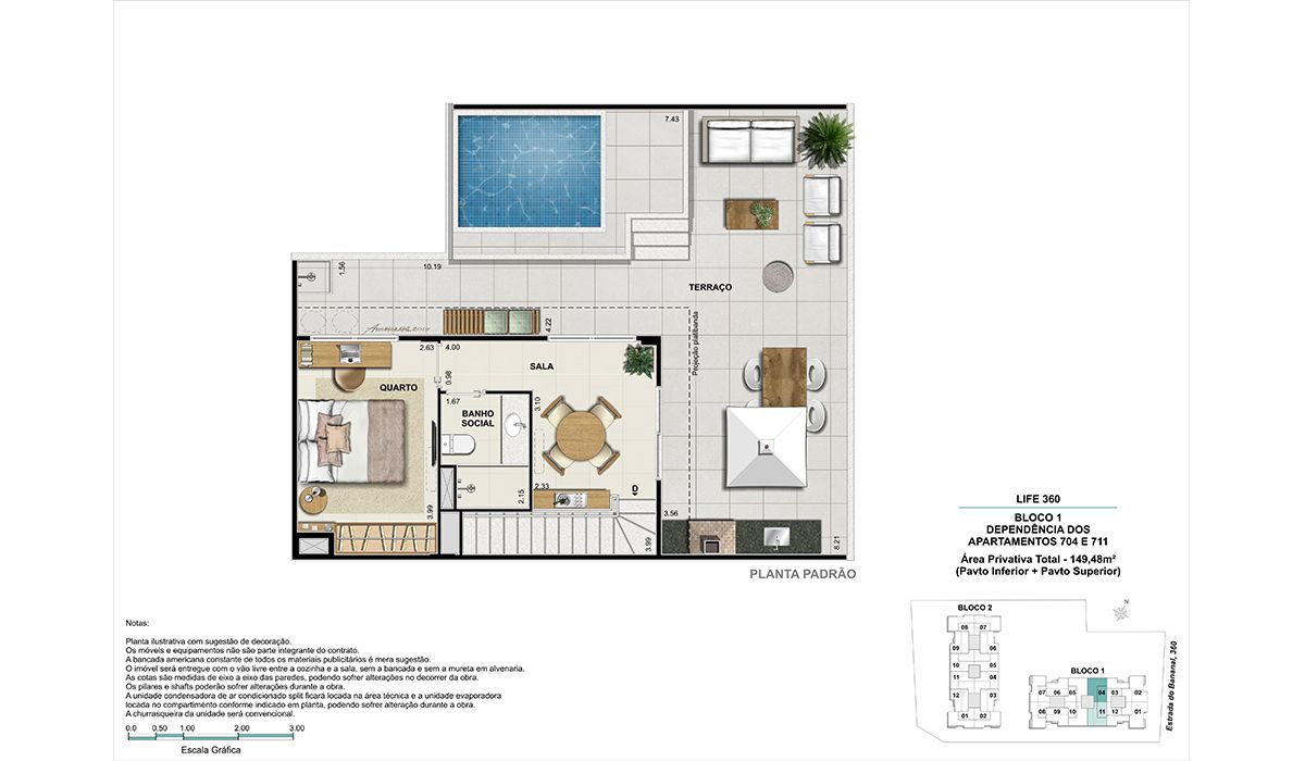 Cobertura (colunas 4 e 11)- pavimento superior - BLOCO 1
