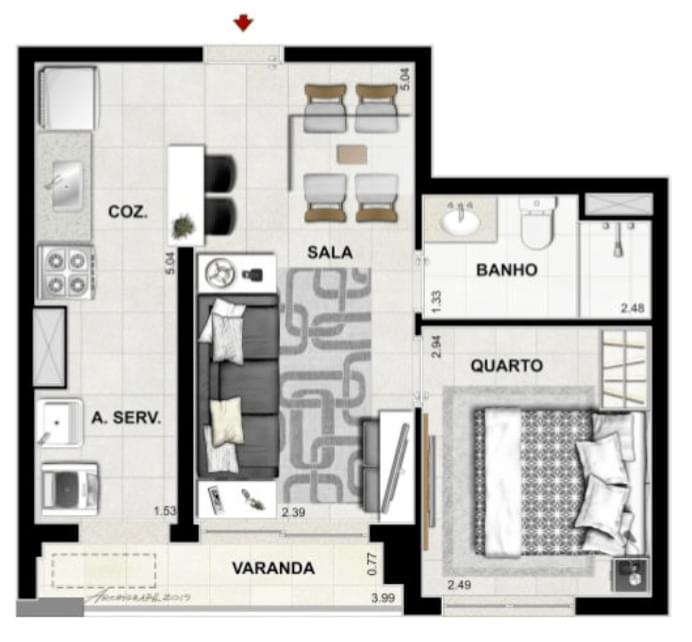 PLANTA TIPO QUARTO SALA