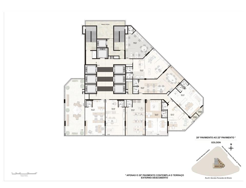 Planta Baixa 20° ao 22° Pavimento