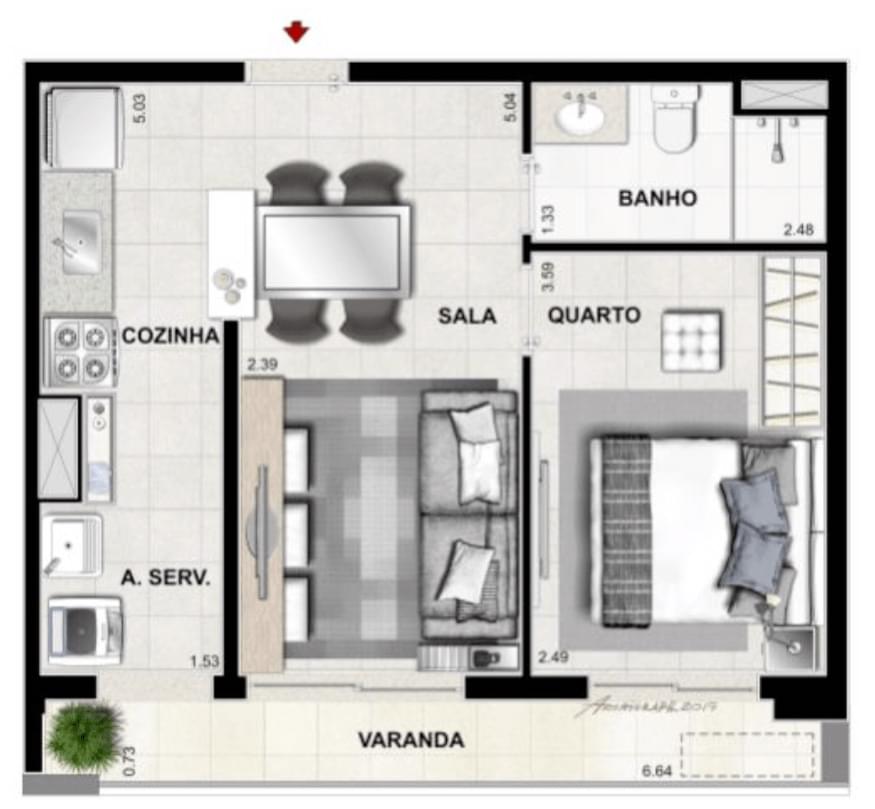 PLANTA TIPO QUARTO SALA