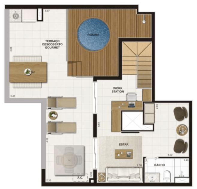 PLANTA DEPENDÊNCIA – 150,24 m2 - Suíte Master + 1 Quarto