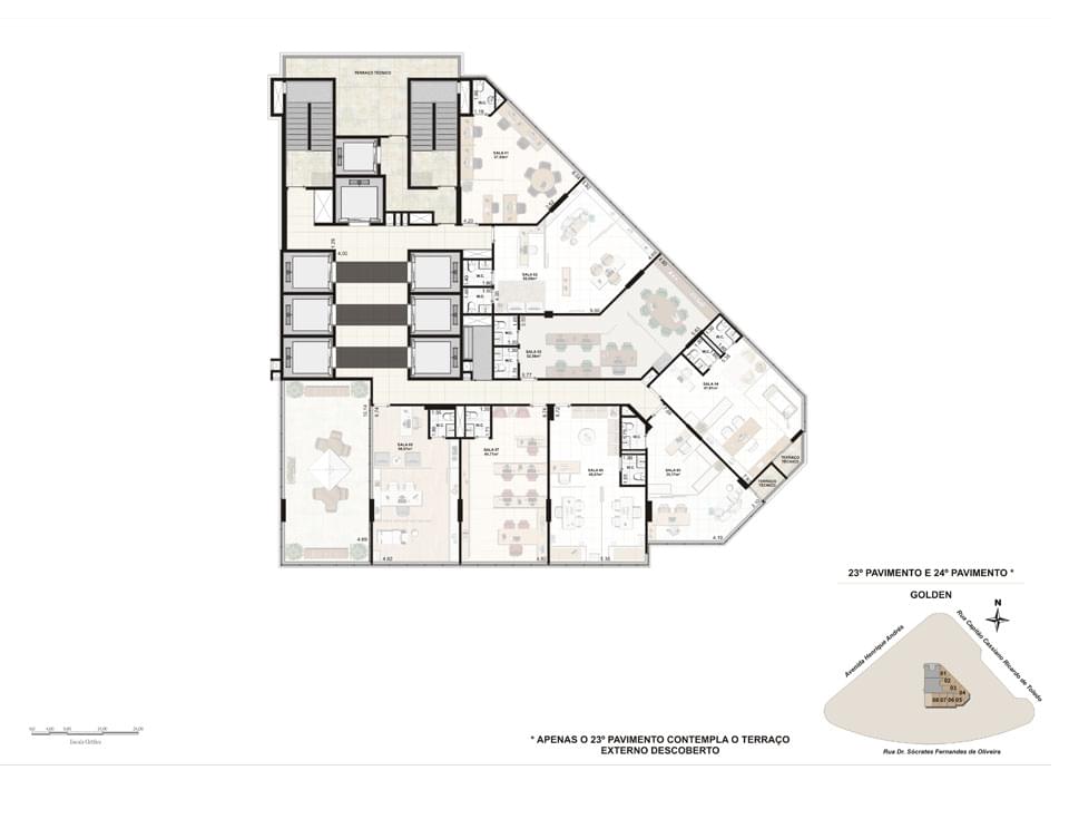 Planta Baixa 23° e 24° Pavimento