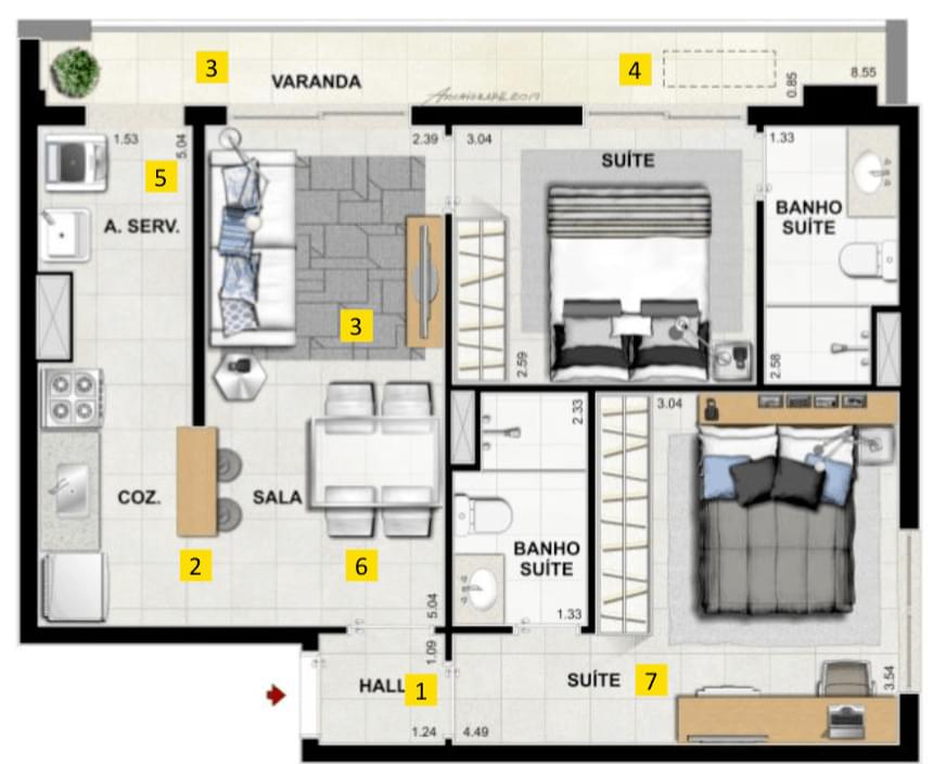 PLANTA Double – 64,08 m²