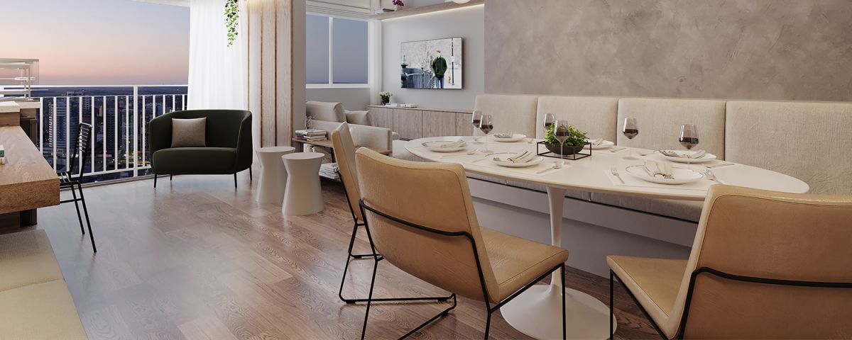 lustração Artística do Living de 58m²