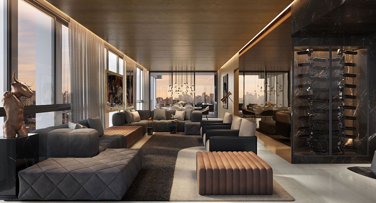 Ilustração Artística do Living Cobertura