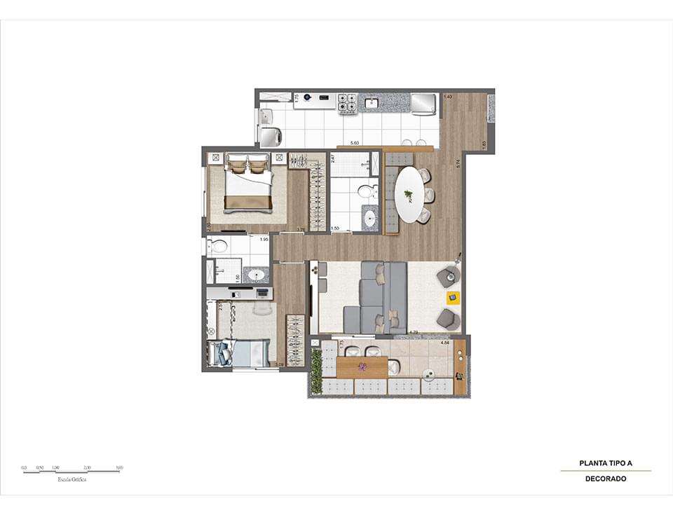 Planta baixa 75m²
