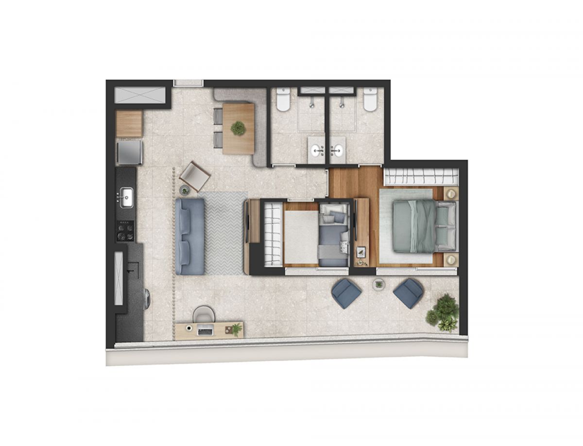 Planta de Opção Apto de 68m²