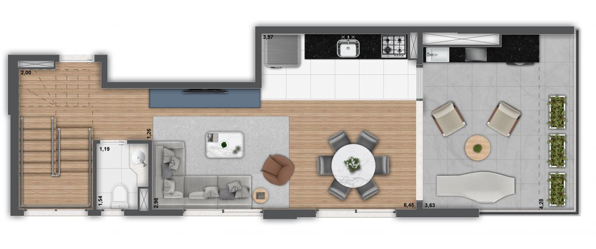 Planta Duplex Inferior – 108m²