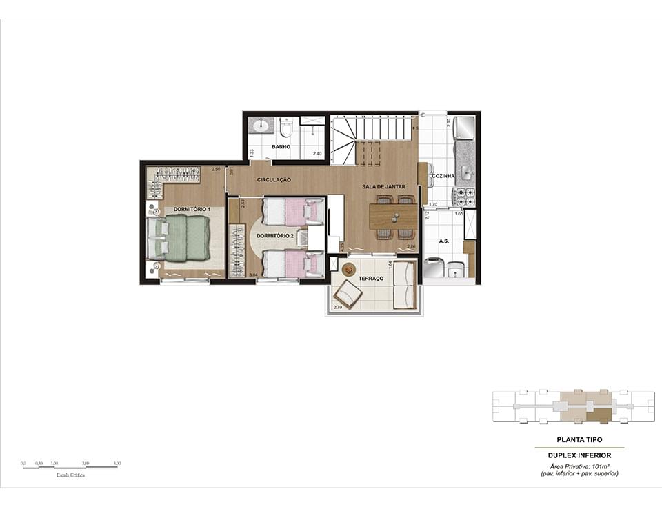 Planta Baixa Duplex Inferior 101m²