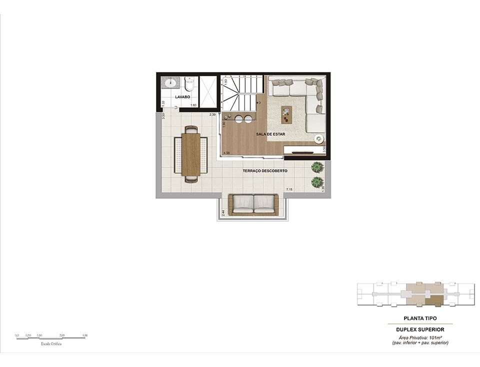 Planta Baixa Duplex Superior 101m²