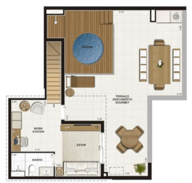 PLANTA DEPENDÊNCIA – 152,28 m2 Suíte Master + 1 Quarto