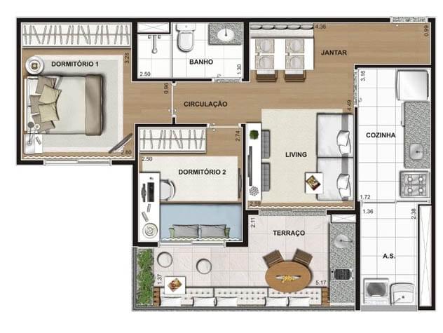 Planta Baixa 61m²