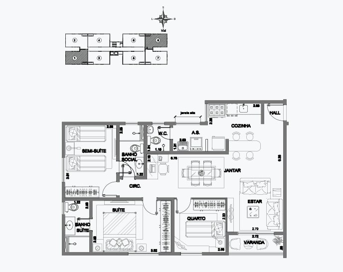 Planta Tipo - Finais 1 e 8