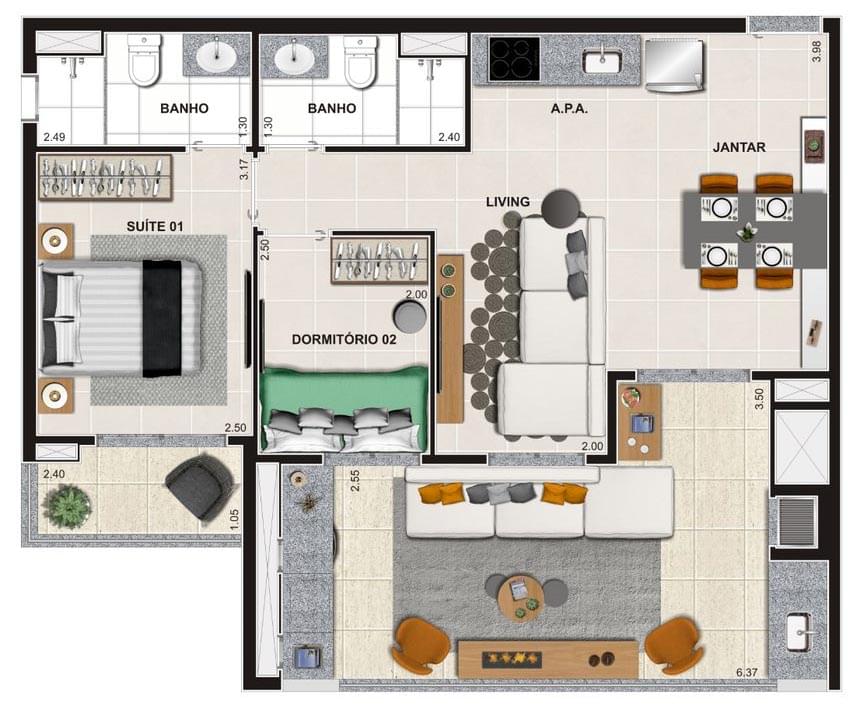 Planta Baixa 71m²