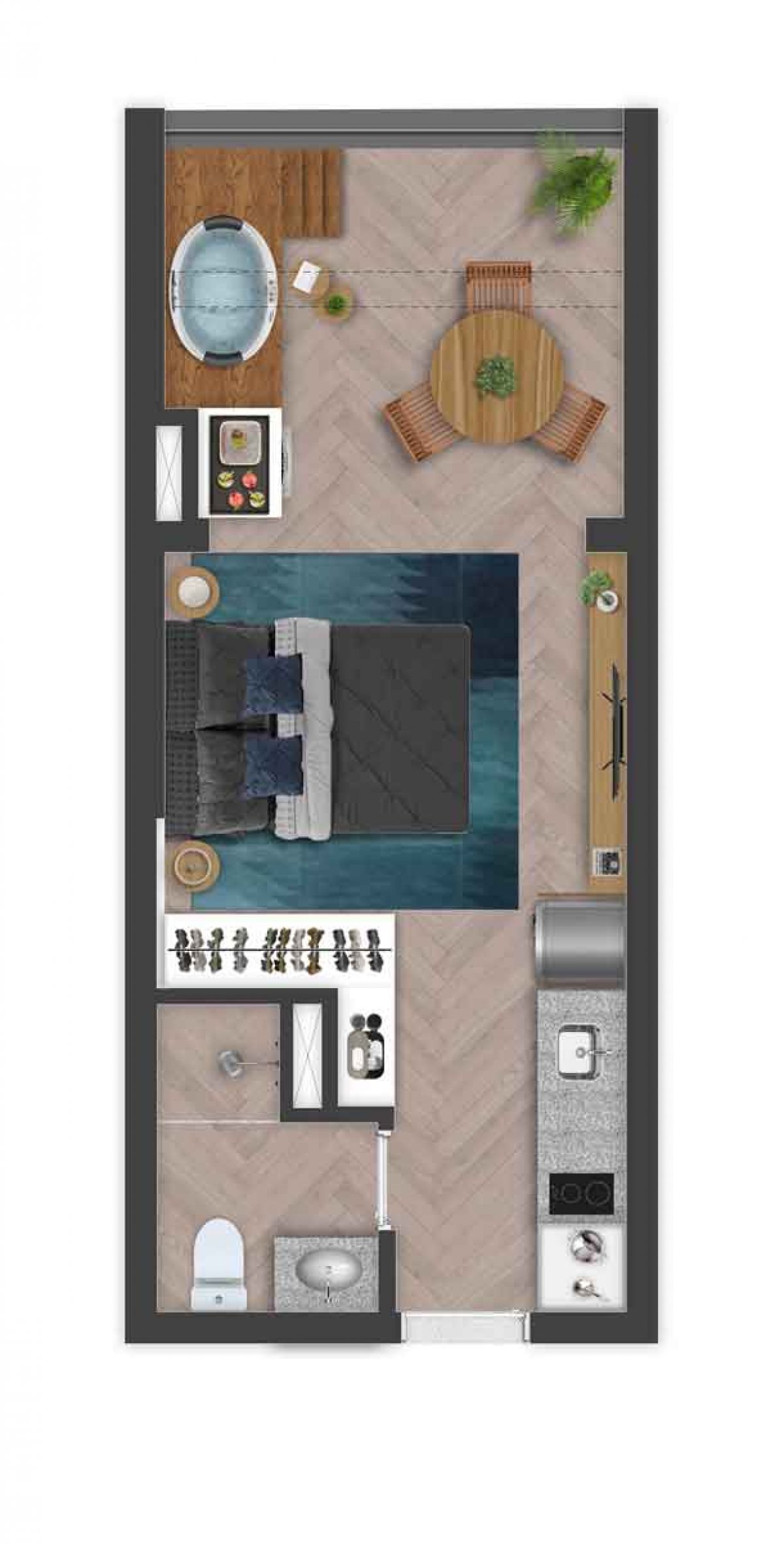 Ilustração Artística da Planta Studio Tipo Garden II