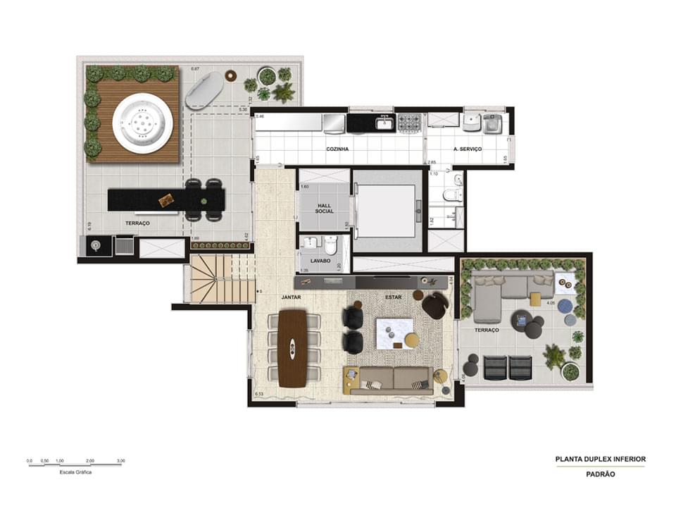 Planta Baixa Duplex Inferior 182m²