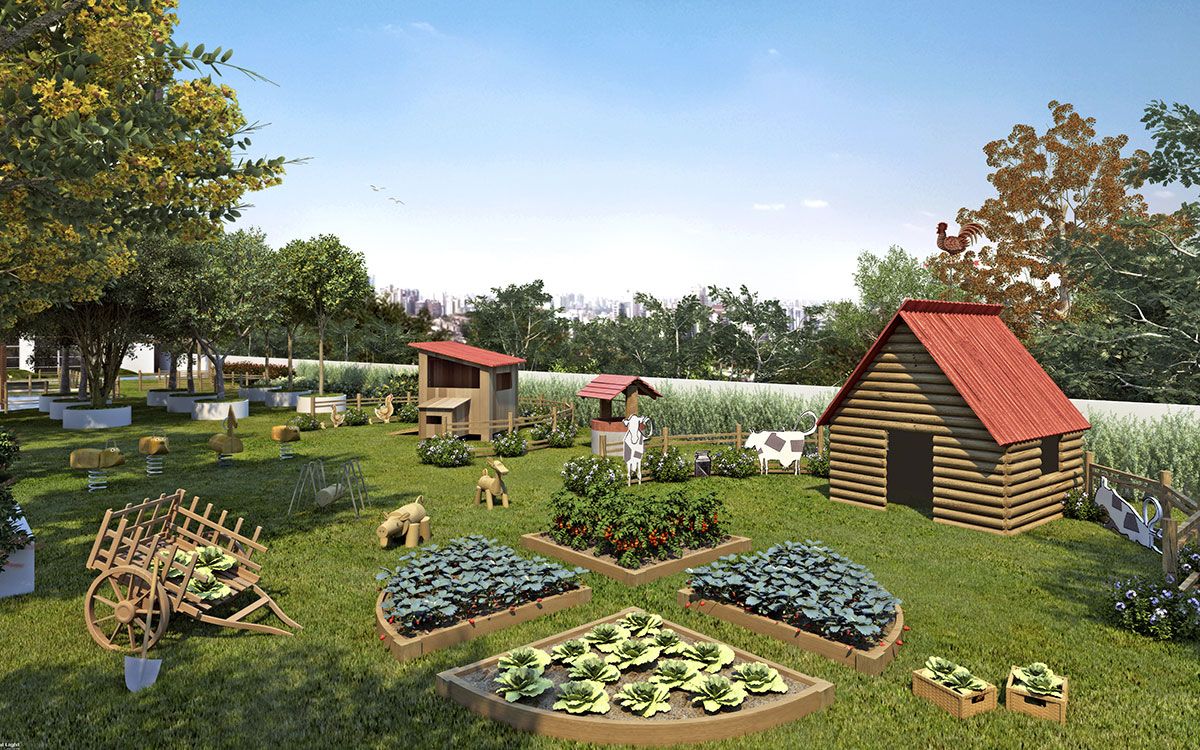 Ilustração Artística da Casa e Horta da Fazendinha