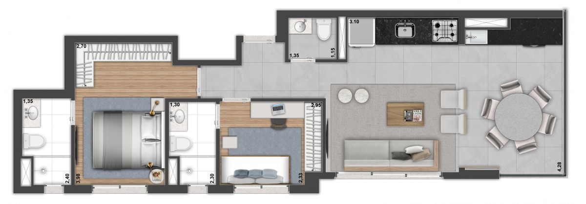 Planta Opção 1 – 64m²