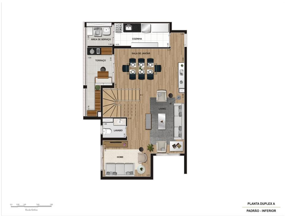 Planta Baixa Duplex inferior 142m²