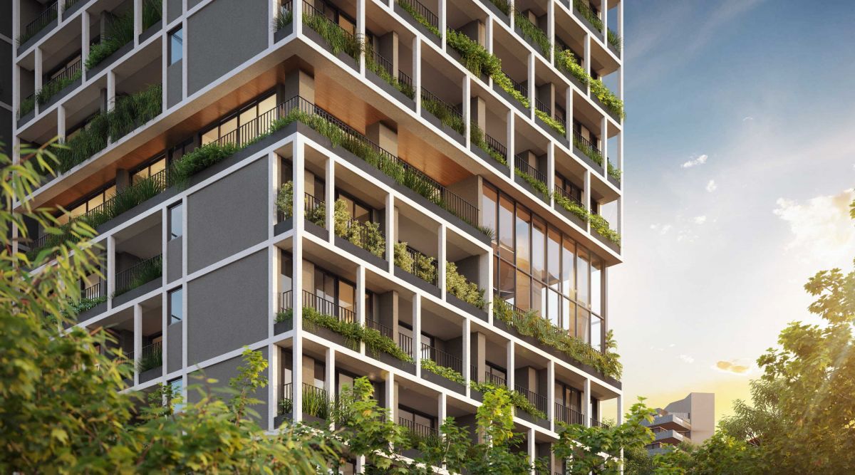 Ilustração Artística do Detalhe da Fachada - Torre A Araucaria