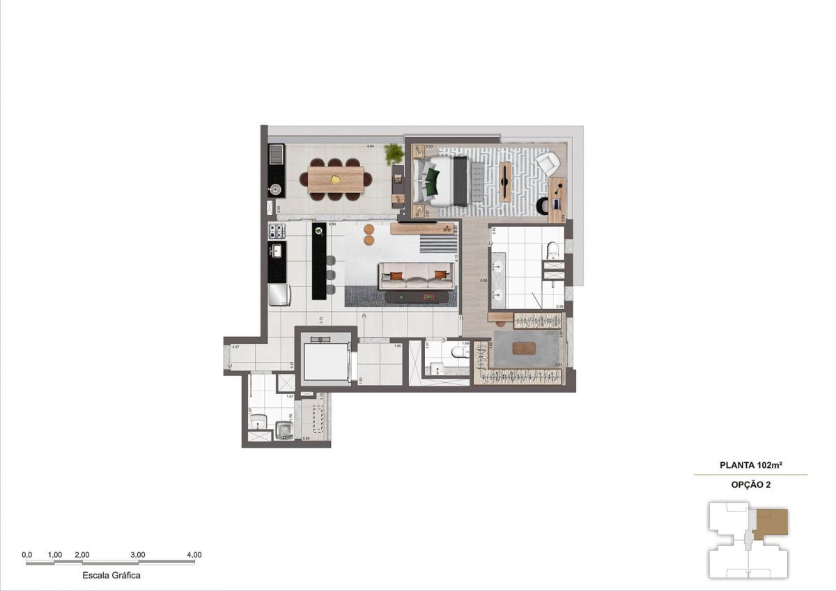 Planta Opção 2 de 102m²