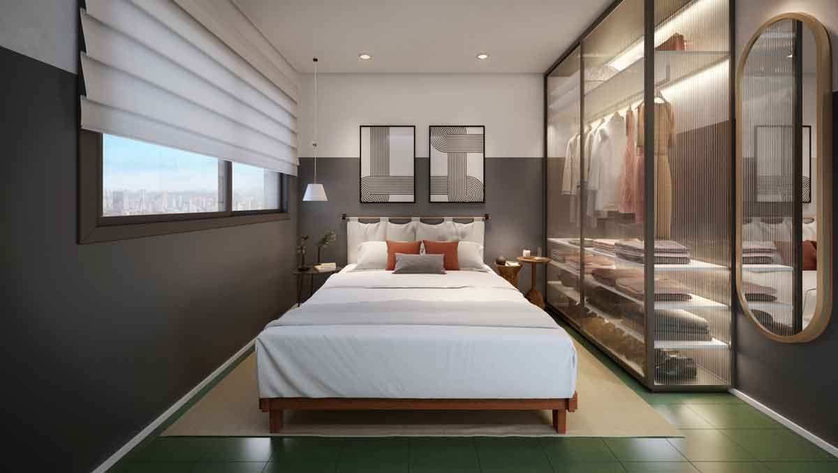 Ilustração Artística do Apto Decorado - 2 Dorms